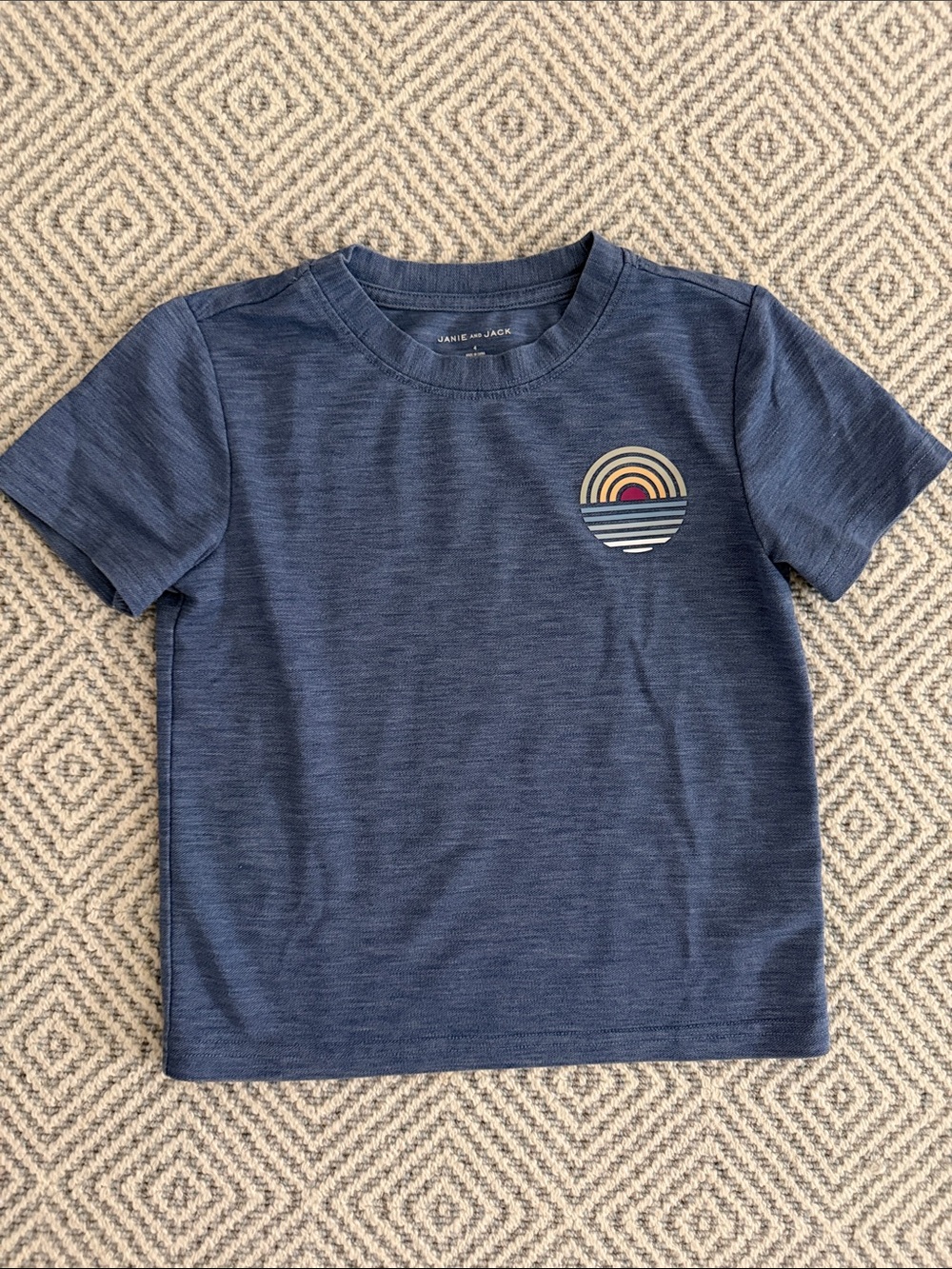 Janie and Jack Navy Short Sleeve Tee with Sunset Graphic